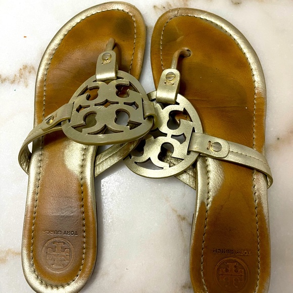Tory Burch gold Millers. - Picture 4 of 5